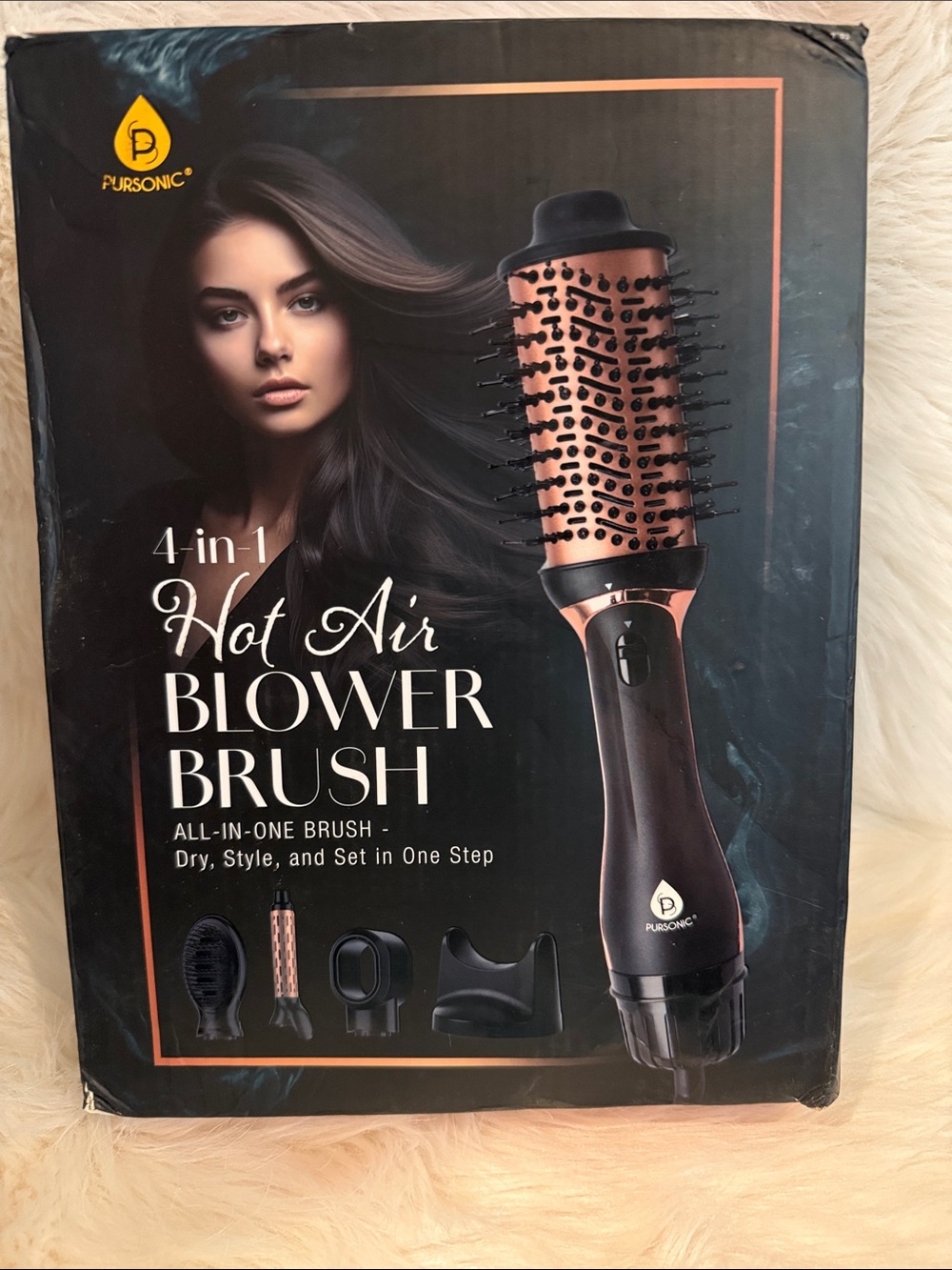 Pursonic 4-in-1 Hot Air Blower Brush - Rose Gold/Black